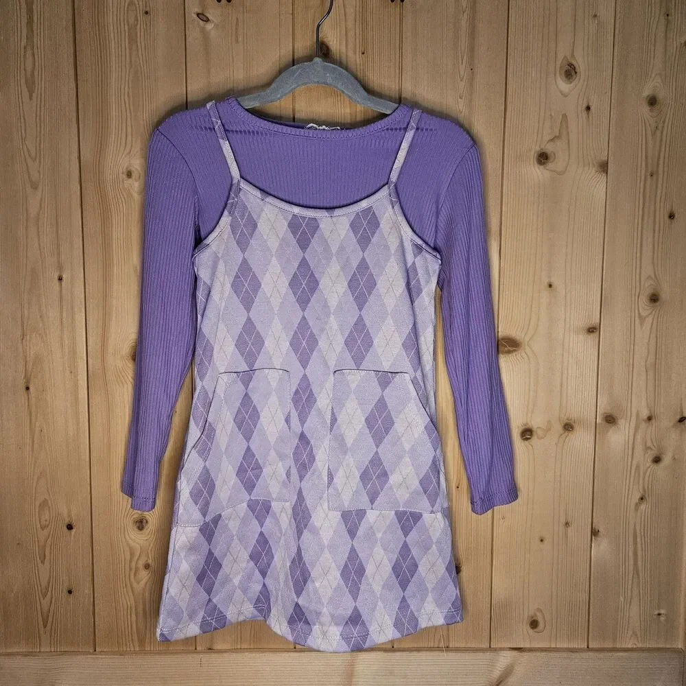 Btween Purple Plaid Girls Dress Size 5